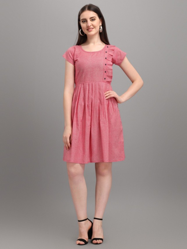 casual simple pink dress